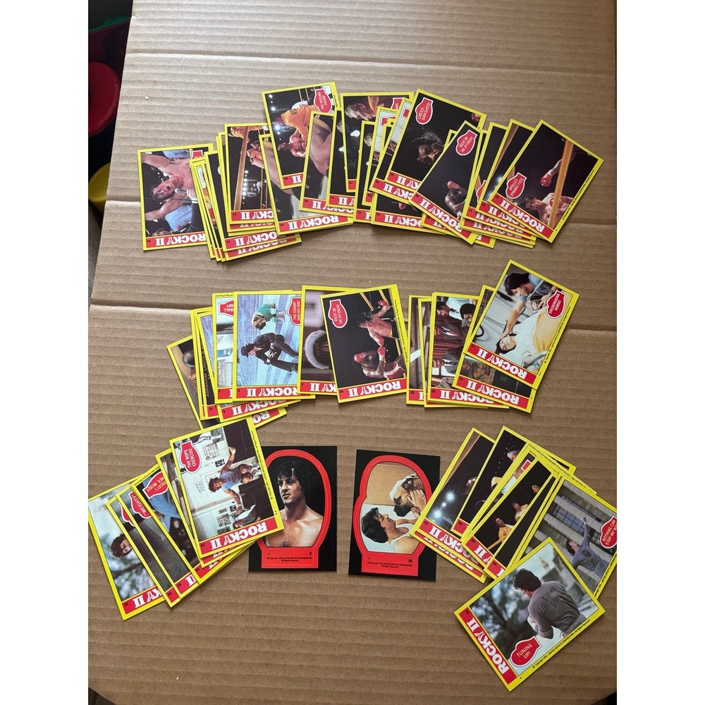1979 Topps ROCKY II 2 Trading Card Lot 60+ Cards + Stickers Near Mint